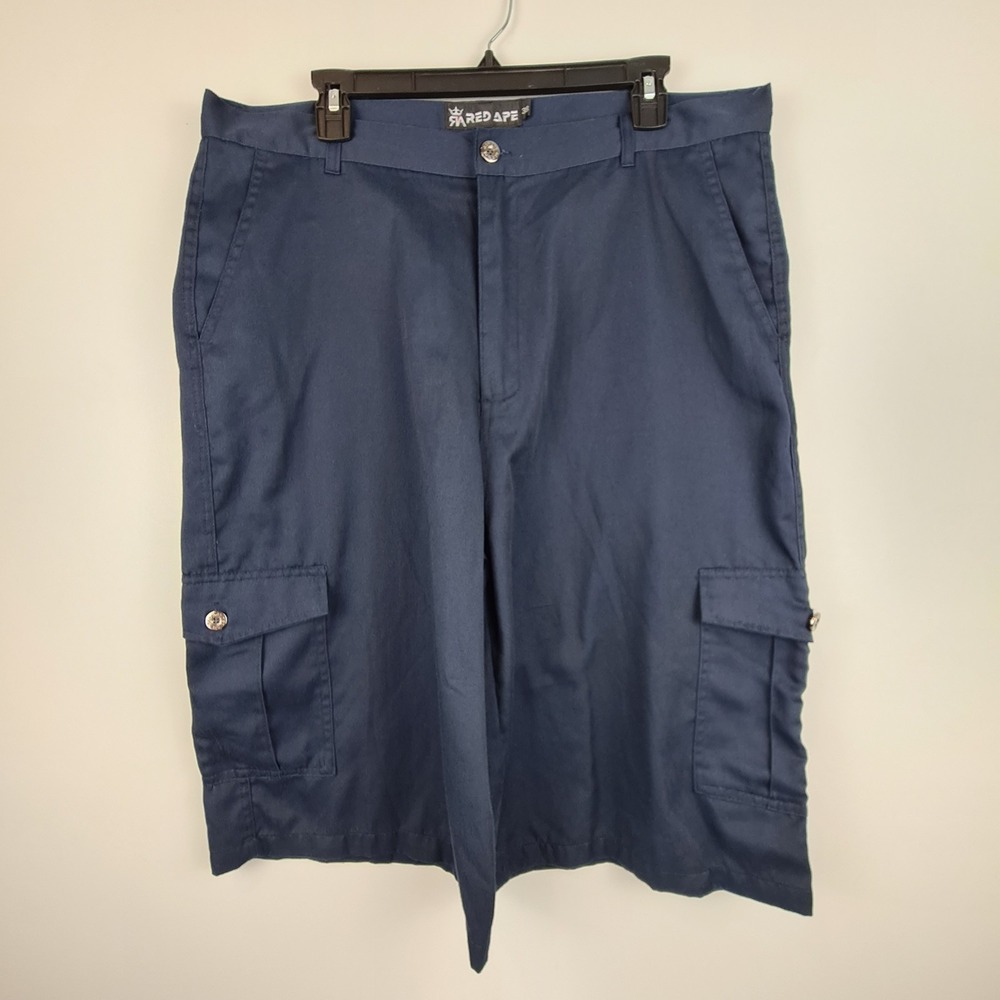 RED APE Cargo Shorts Mens Size 38 Navy Blue Casual Cotton Blend‎ Lightweight